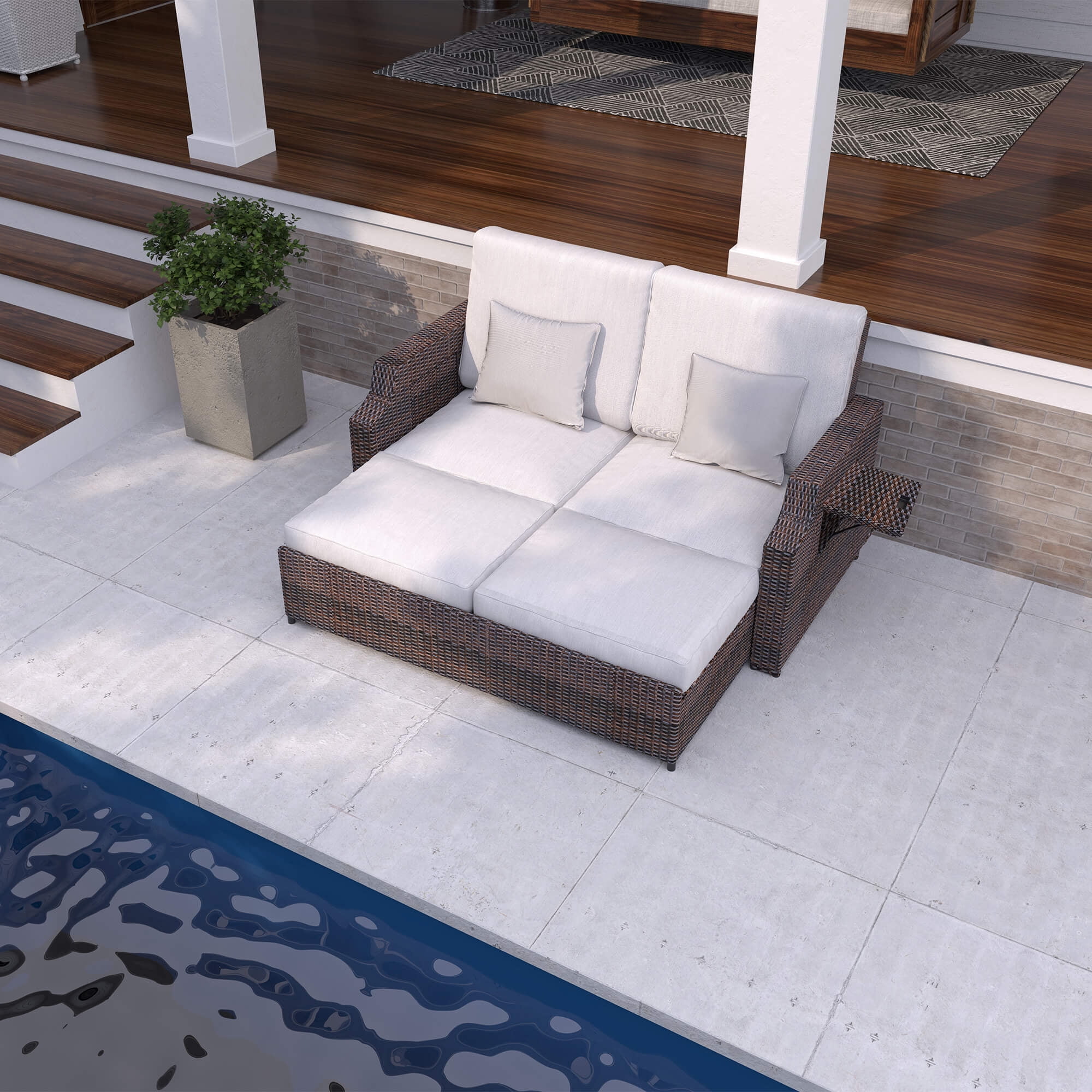 Martha stewart hudson wicker outdoor daybed with cushion and aluminum frame deals
