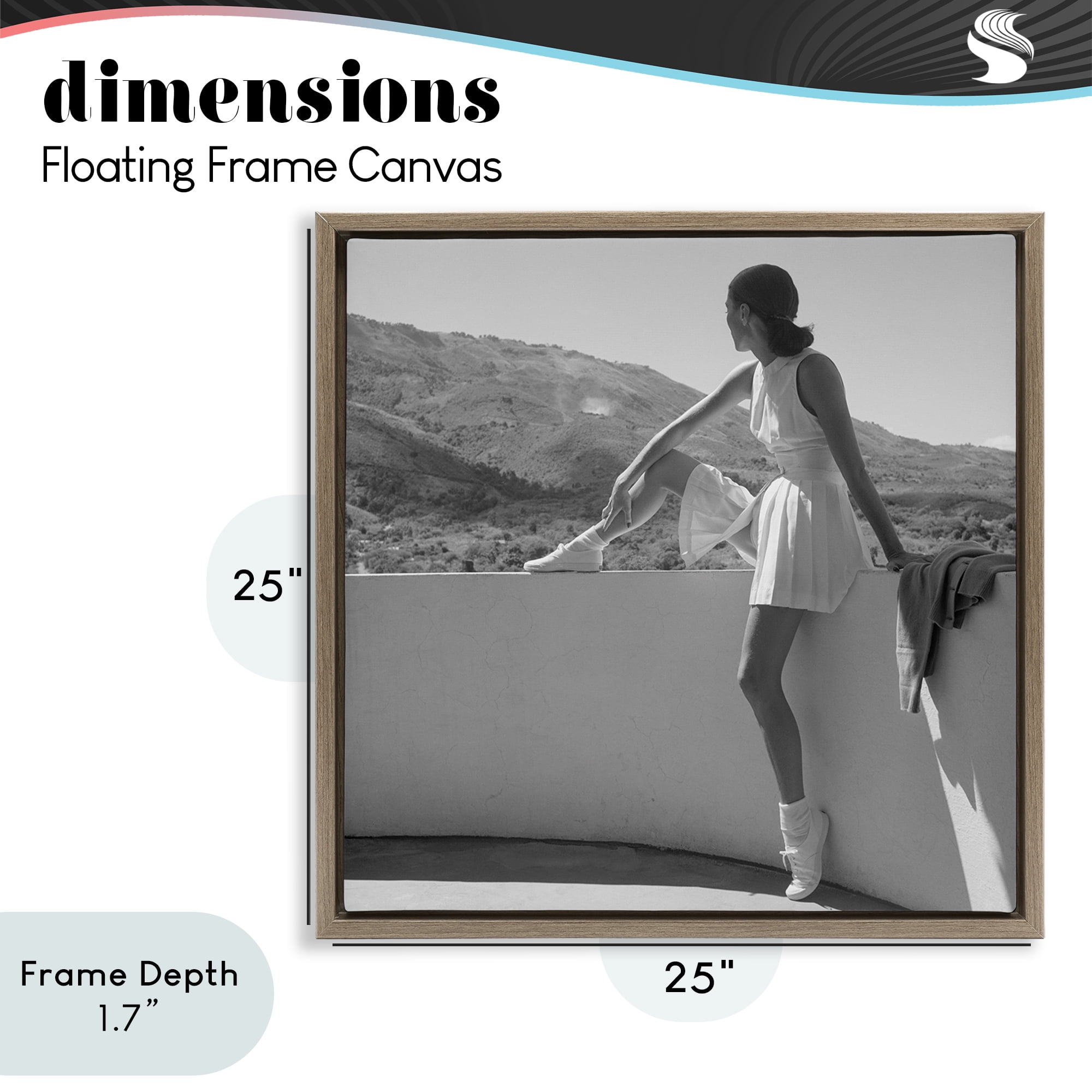 Stupell Industries Woman In Tennis Outfit Brown Framed Floater Canvas Wall Art, design by Toni Frissell