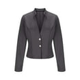 thumbnail image 6 of Blazer for Women Button Down Cardigan Elegant Notched Lapel Long Sleeve Work Open Front Cropped Loose Business Office Jacket Casual Dark Gray XL, 6 of 7