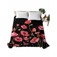 thumbnail image 2 of Twin Flat Sheet Only Watercolors Red Flowers Leaves on Black Soft Microfiber Cooling Bedding Sheets Retro Floral Flat Bed Sheet for Hotel,Home Decor, 2 of 9