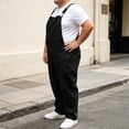 thumbnail image 3 of Ahabrexf Men's Big & Tall Denim Bib Overalls, Adjustable Metal Buckle Suspenders Loose Straight Leg Jumpsuit with Chest & Side Pockets for Work Daily Casual Wear, 3 of 7