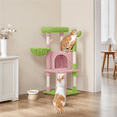 thumbnail image 3 of Renwick 42" Height Cactus Cat Tree with Scratching Posts and Platform, Pink/Green, 3 of 9