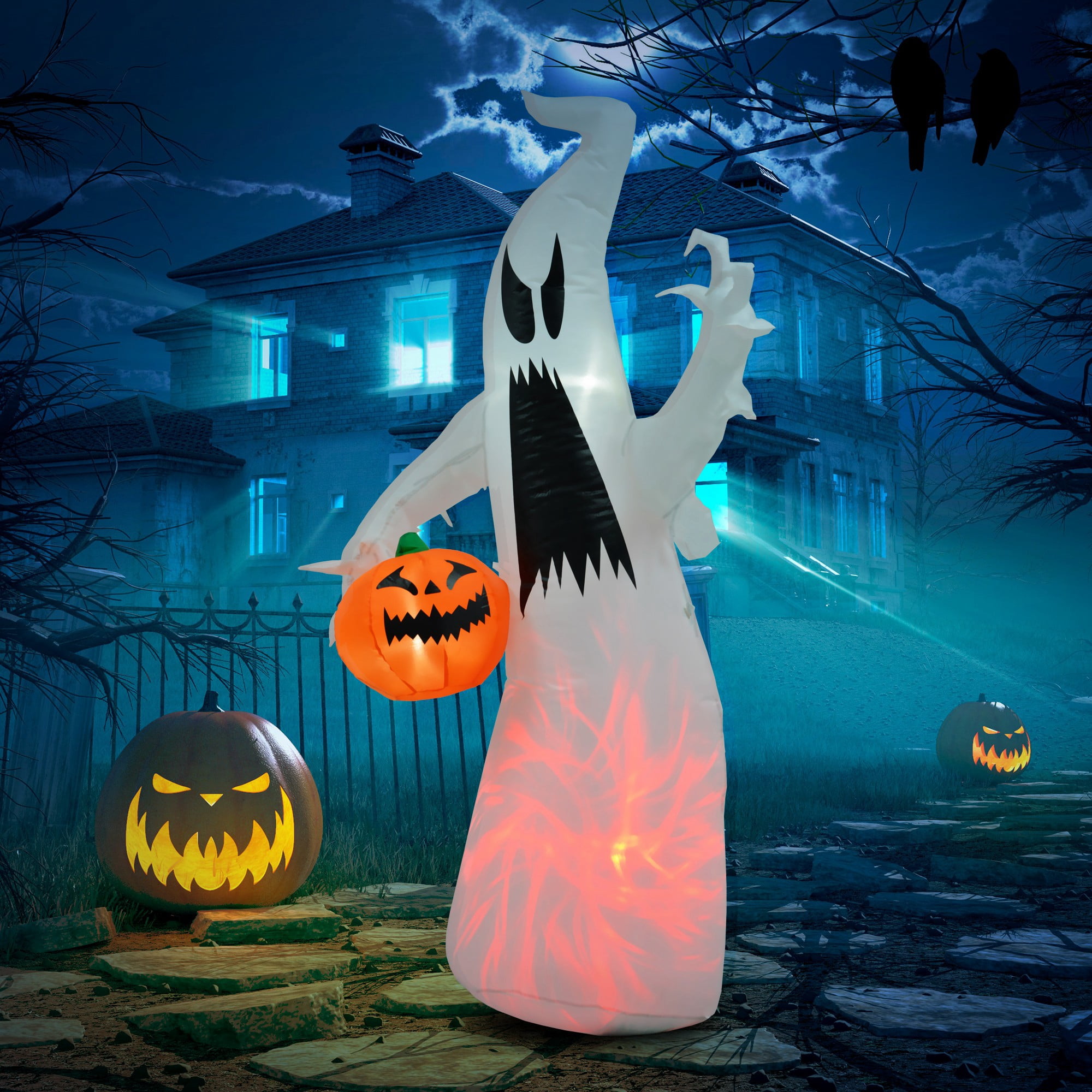 Alvantor 5.9" Inflatable Halloween Ghost Decoration with Pumpkin Waterproof Pink