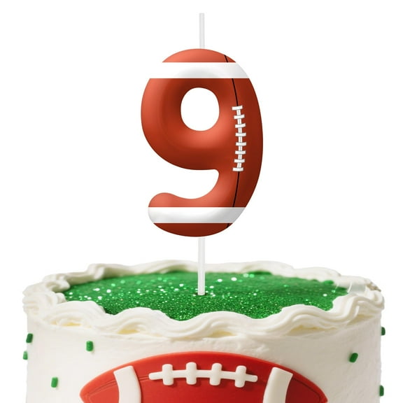 Football number 9 candle, 9 birthday candle, brown Birthday Number Candles are suitable for number candle cake topper decorations for sporting events, anniversaries and birthday celebrations.