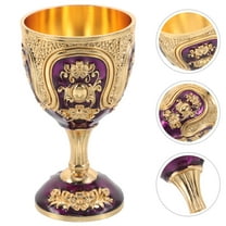 OUNONA Golden Zinc Alloy High-Stem Wine Goblet for Home Use Elegant European Style Glassware