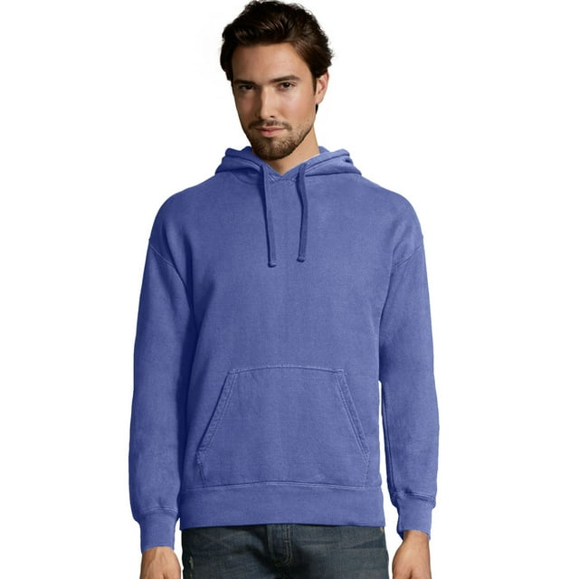 Hanes Mens Big ComfortWash Garment Dyed Fleece Hoodie Sweatshirt, L, Deep Forte