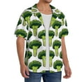 thumbnail image 2 of Balery Cute Broccoli Men's Casual Button Down Shirt Short Sleeve Textured Summer Cuban Beach Shirts-X-Large, 2 of 7