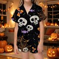 thumbnail image 2 of MEZZALL Girls Halloween Pajama Sets Sleepwear Two Piece Cozy Short Sleeve Lapel Button Shirts Blouse Tops With Shorts For Toddler Kids Nightwear, 2 of 6