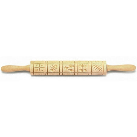 - Norpro Springerle Rolling Pin Carved Wood Shortbread Cookie Mold 16