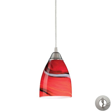

Elk Home Pierra 5 Wide 1-Light Pendant - Satin Nickel with Red Candy Glass
