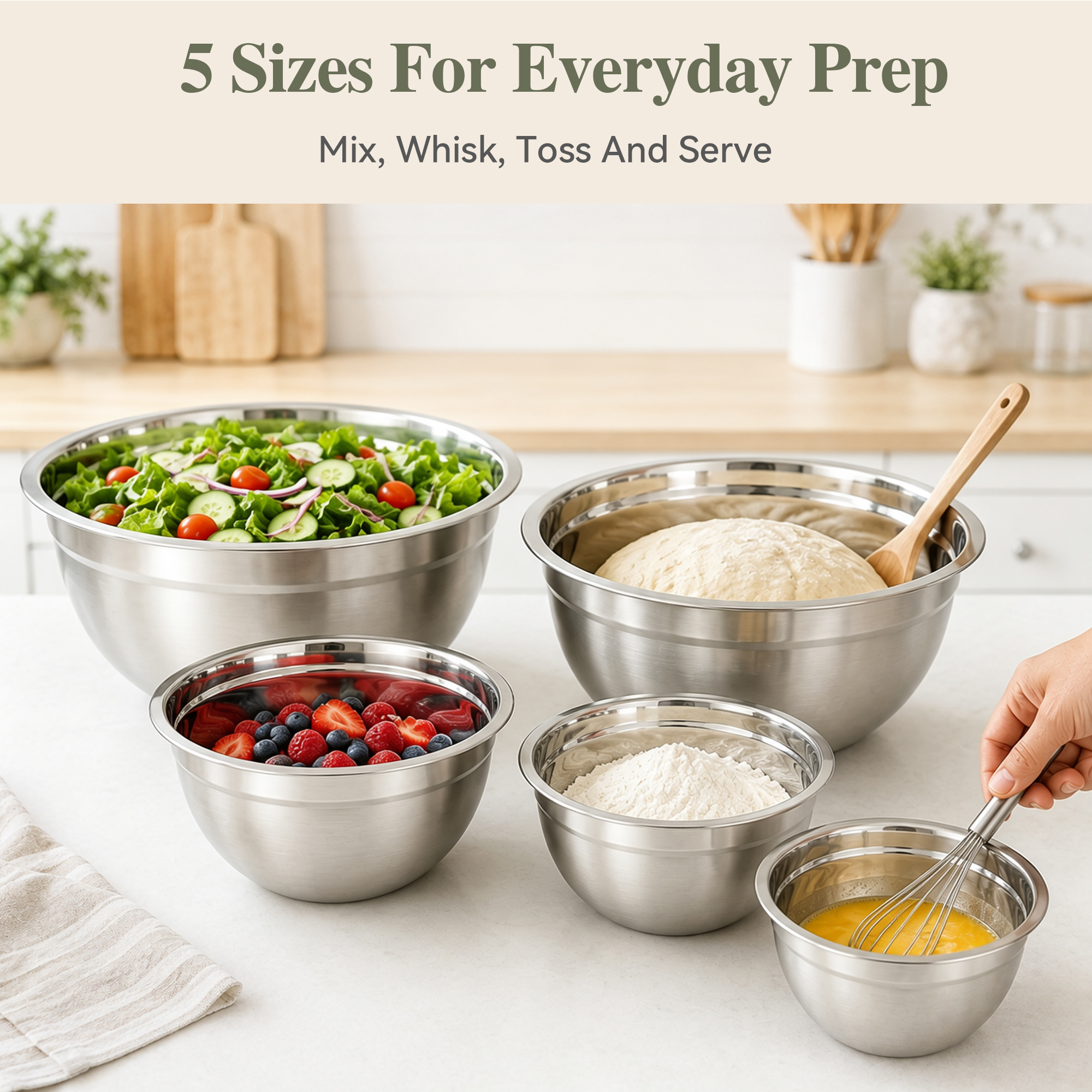 TINANA 5-Pack Stainless Steel Mixing Bowls with Lids photo 7