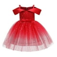 thumbnail image 2 of JUMEYU Toddler Dresses Flower Girl Wedding Dress Tulle Long A Line Holiday Birthday Party Ball Gown Girls Formal Pageant Maxi Dresses 2T 3T (Red,2-3 Years), 2 of 8