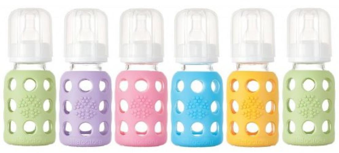 Lifefactory Glass Baby Bottle with Silicone Sleeve 4 Ounce