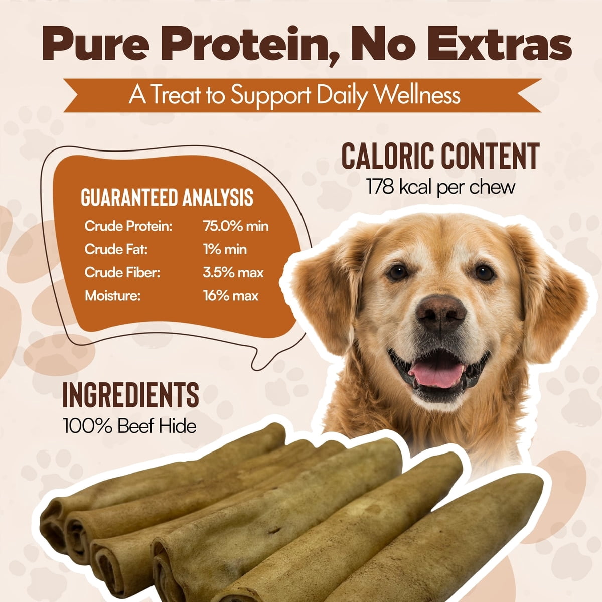 Retriever Rolls 7 to 8-in Peanut Butter Flavor Rawhide Dog Chew Treats, 12 CT