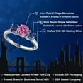 thumbnail image 2 of Gem Stone King 925 Sterling Silver Pink Moissanite and Blue Created Sapphire Engagement Ring for Women | 2.00 Cttw | Round 6MM | Gemstone Birthstone | Size 8, 2 of 6