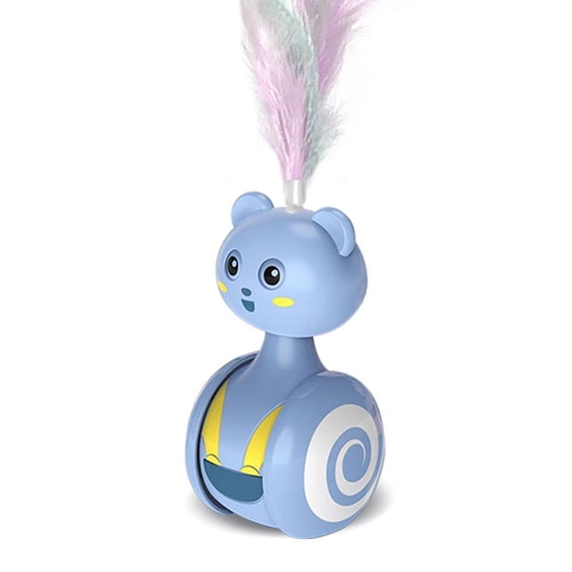Wholesale Blue Feather Interactive Cat Toy: Durable Self-Play Ball with Colorful Plumes for Feline Exercise & Entertainment – Cute Design for Chasing, Chewing & Decorative Playtime Fun