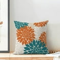 thumbnail image 3 of Fall Burnt Orange Outdoor Pillow Covers 18x18 Inch Set of 2 Aqua Teal White Dahlia Floral Decor Throw Pillows Modern Geometry Flower Decorative Cushion Cases for Sofa Couch Bed Decorations, 3 of 6