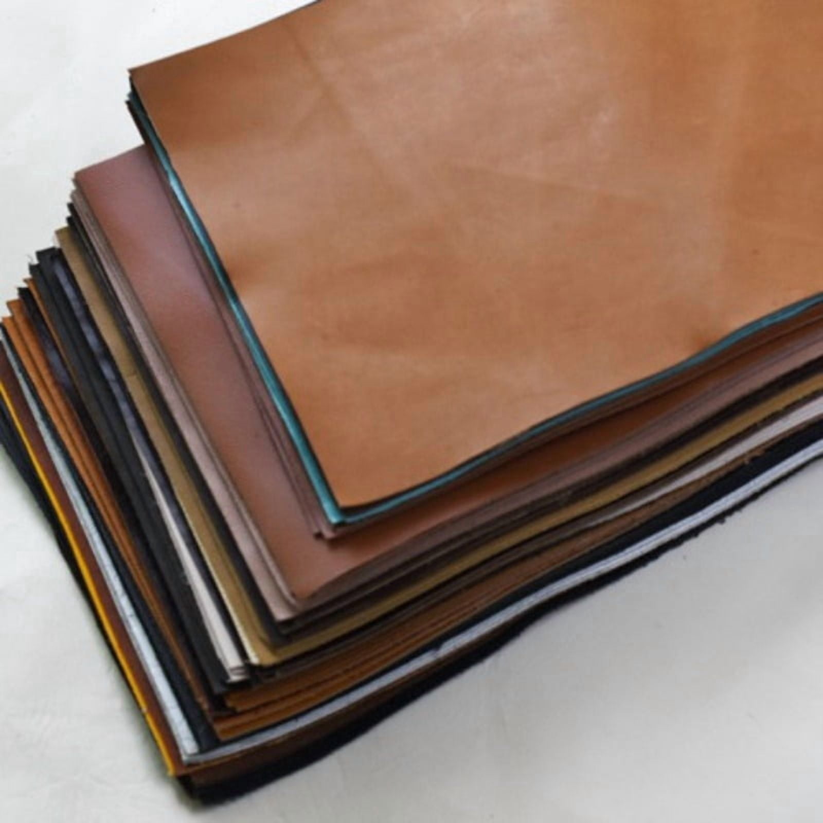 10Pcs Premium Genuine Cowhide Leather Sheets, 11.81x7.87 Inches Rectangular Leather Samples, Random Colors for DIY Leather Crafts & Handicraft Projects