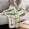 thumbnail image 3 of Boho Teal Yellow Orange Grey Blanket Soft Cozy Warm Throw Blanket for Couch, Plush Fuzzy Flannel Fleece Blankets for Sofa, Middle Century Geometric Bed Blankets Lightweight Gifts for Women, 50"x60", 3 of 9
