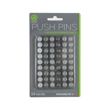 U Brands Fashion Steel Push Pins, Assorted Colors, 54 Ct