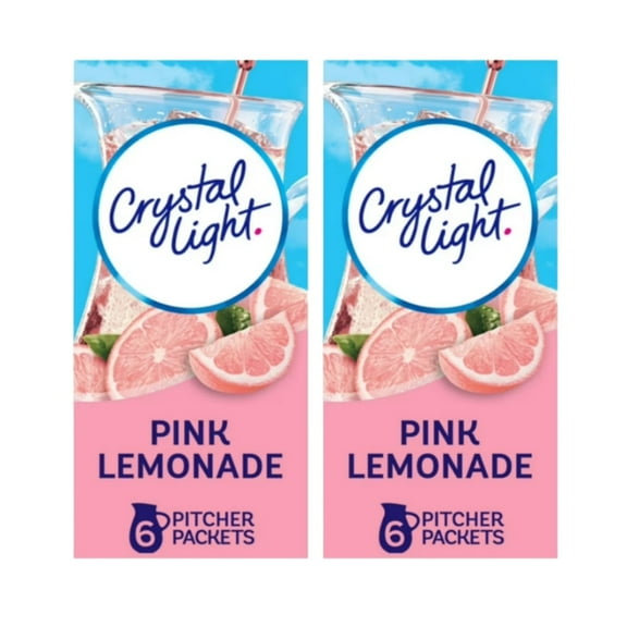 (2 Pack) Crystal Light Naturally Flavored Pink Lemonade Powdered Drink Mix 6-Count Pitcher Packets