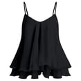 thumbnail image 7 of CAIVO Womens Tank Tops Spaghetti Strap Ruffle Trim V Neck Casual Summer Versatile Solid Color Classic Sleeveless Flowy Beach Tiered Camisole Top, 7 of 7
