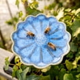 thumbnail image 3 of Bird Bath for Outside,Ceramics Bee Watering Station Bowl with Metal Stake,Flower Shaped Bee Bath for Garden,Yard & Lawn Decor,Light Blue, 3 of 6