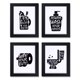 thumbnail image 1 of Decoración de baño, impresiones artísticas de pared con marcos de papel; divertidos letreros de pared para baño, cepillo de lavado, hilo dental, lienzo de baño en blanco y negro, póster, marcos de car, 1 of 1