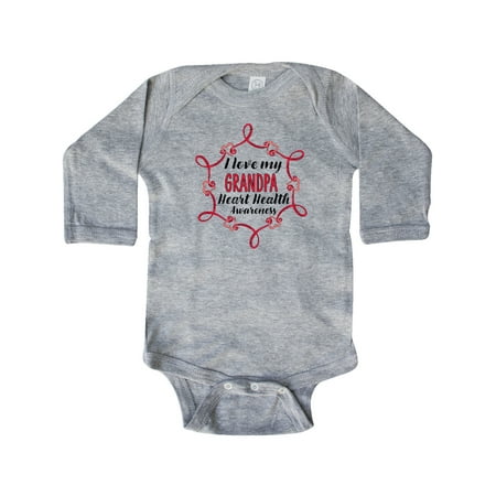 

Inktastic I Love My Grandpa Heart Health Awareness Gift Baby Boy or Baby Girl Long Sleeve Bodysuit