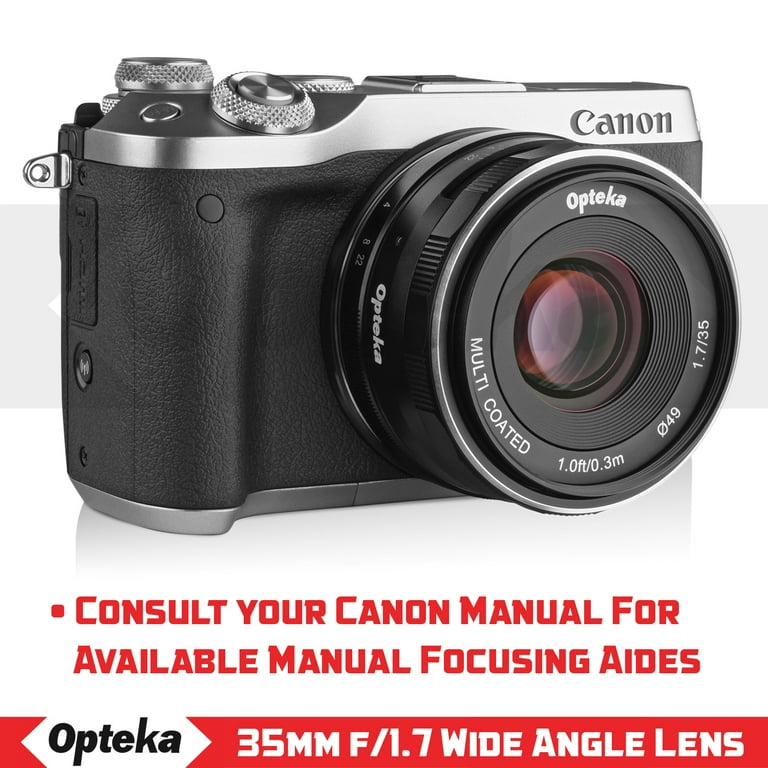 Opteka 35mm f/1.7 HD MC Manual Focus Prime Lens for Canon EF-M Mount APS-C  Digital Cameras