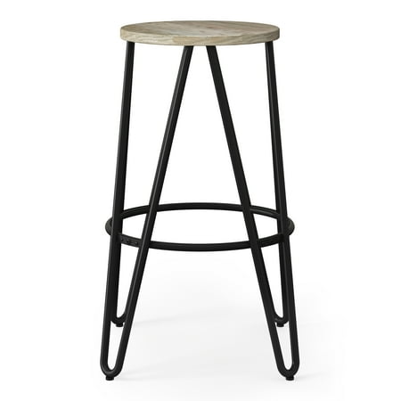Simpli Home - Simeon Industrial Metal 26 inch Metal Counter Height Stool with Wood Seat (Set of 2) in - Natural / Black