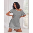 thumbnail image 4 of Ekouaer 3 Pack Nightgowns for Women Short Sleeve Sleep Shirts T Shirt Night Gown V Neck Nightshirts Soft Sleepwear Dress, 4 of 6