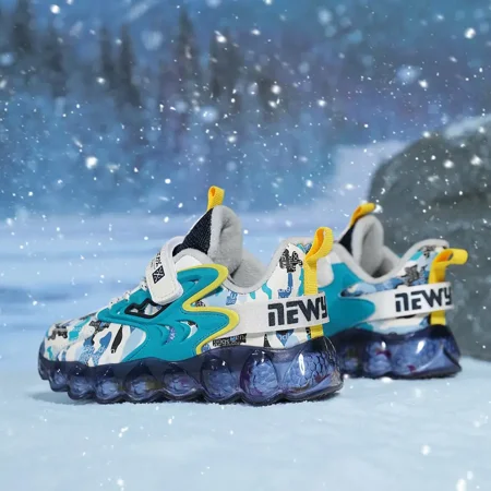 

GEDER-S2 Boys Casual Fleece Thermal Snow Sneaker With Platform Waterproof Non-slip Lace-up Low Top Camouflage Print Shoes For Outdoor Sports