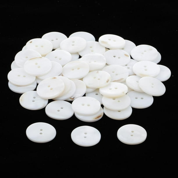 Paquete De 50 Botones De Nácar Brillante, Botones De Nácar De 2 Agujeros Blanco Hugo Botones de concha redondos