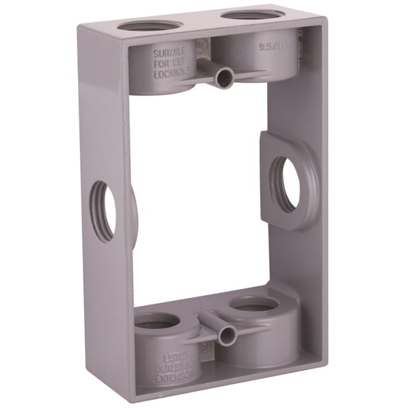 Hubbell Electrical Raco 5400-5 Single Gang Extension Box, 5-1/4" x 3-1/2" x 1-1/2", Gray — Home & Garage Storage, Stackable Design