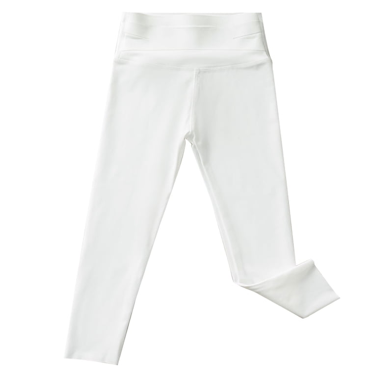 Women's Ankle-Length Stretch Cotton Leggings - White, 95% Cotton 5% Elastane 6 thumbnail image