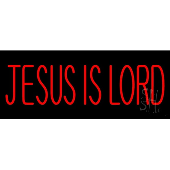 Red Jesus Is Lord LED Neon Sign 10" Tall x 24" Wide - inches Black Square Cut Acrylic Backing, with Dimmer - Premium built indoor Sign for Home décor, Event, Religious place, Store interior, Office.