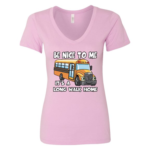 Inktastic School Bus Driver Be Nice Women's V-Neck T-Shirt