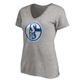 thumbnail image 2 of Women's Heather Gray FC Schalke 04 Primary Logo V-Neck T-Shirt, 2 of 3
