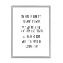 Stupell Industries Mind Like Internet Browser Funny Typography Painting Gray Framed Art Print Wall Art