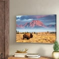 thumbnail image 6 of Bison Canvas Wall Art, Wyoming Mountain Wildlife Landscape Print, Rustic Western Artwork for Living Room Bedroom Cabin Decor, Ready to Hang, 6 of 6