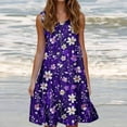 thumbnail image 1 of Ovzne Robes pour Femmes Robe Mode Féminine Vacances Été Couleur Unie Sans Manches Fête Plage Robe Grande Taille Robe Imprimée Liquidation, 1 of 6