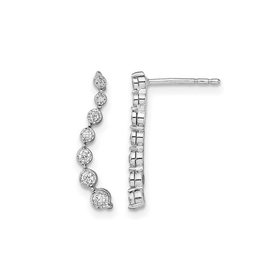 1/7 Carat (Ctw) Diamond Journey Earrings in 14K White Gold