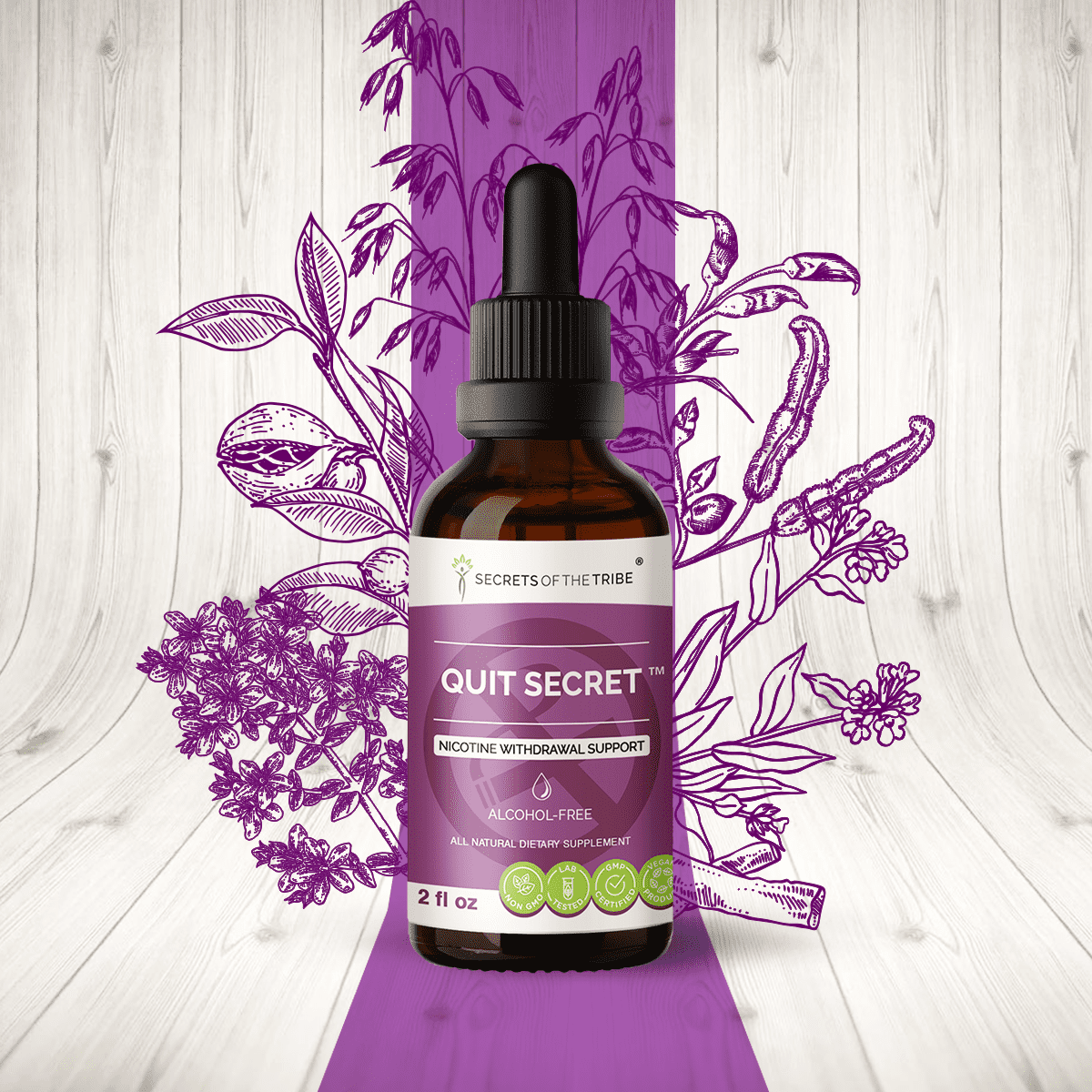 Quit Secret AlcoholFREE Extract, Tincture, Glycerite Licorice,Lungwort