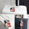 thumbnail image 6 of Square PU Leather 2 Pack Travel Tag - Bag Tag - Suitcase Tag with Privacy Cover and Stainless Steel Ring - Suitable for Travel, Backpack, and Handbag Flower, 6 of 7