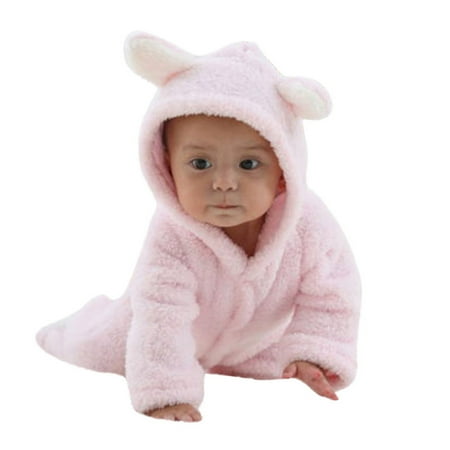 

CELIEAN Baby Long Sleeve Cartoon Animal Style Thick Warm Climbing Romper Jumpsuit Winter Clothes 18 Month Girl Romper Pink 3-6M