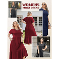 thumbnail image 4 of Mengpipi Women's Plus Size Casual Short Sleeve Crewneck Dress Flowy Tiered Loose Maxi Dress with Pockets Dark Green 1X-5X, 4 of 13