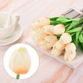 thumbnail image 4 of Uxcell 20pcs Tulips Artificial Flowers, Artificial Flowers Fake Tulip Stems Real Touch for Decoration (Light Champagne), 4 of 7