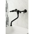 thumbnail image 2 of Kingston Brass KS1210PL Heritage Double-Handle Wall Mount Bathroom Faucet, Matte Black, 2 of 8
