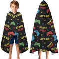 thumbnail image 3 of Multicolor Controllers Games Text Black Pattern Hooded Bath Towel，60"x35" for Ages 3 To 12 Kids, Quick Dry Lightweight Soft Microfiber Hood Beach Towel Cover Up for Kids, 3 of 7